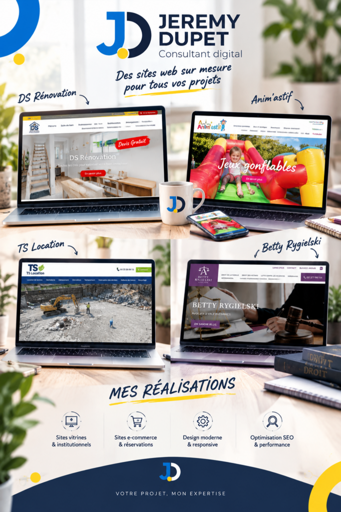 Sites internet réalisés par Jeremy Dupet pour des entreprises de la région